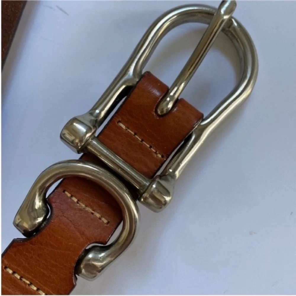 Willis and Geiger Belt Brown Leather Woven Braided Horse Bit Buckle Size 42